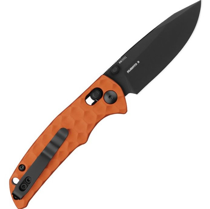 OKNIFE Rubato 3 Rail Lock Folding Knife Orange Sculpted Aluminum Handle OKNRUBATO3OG