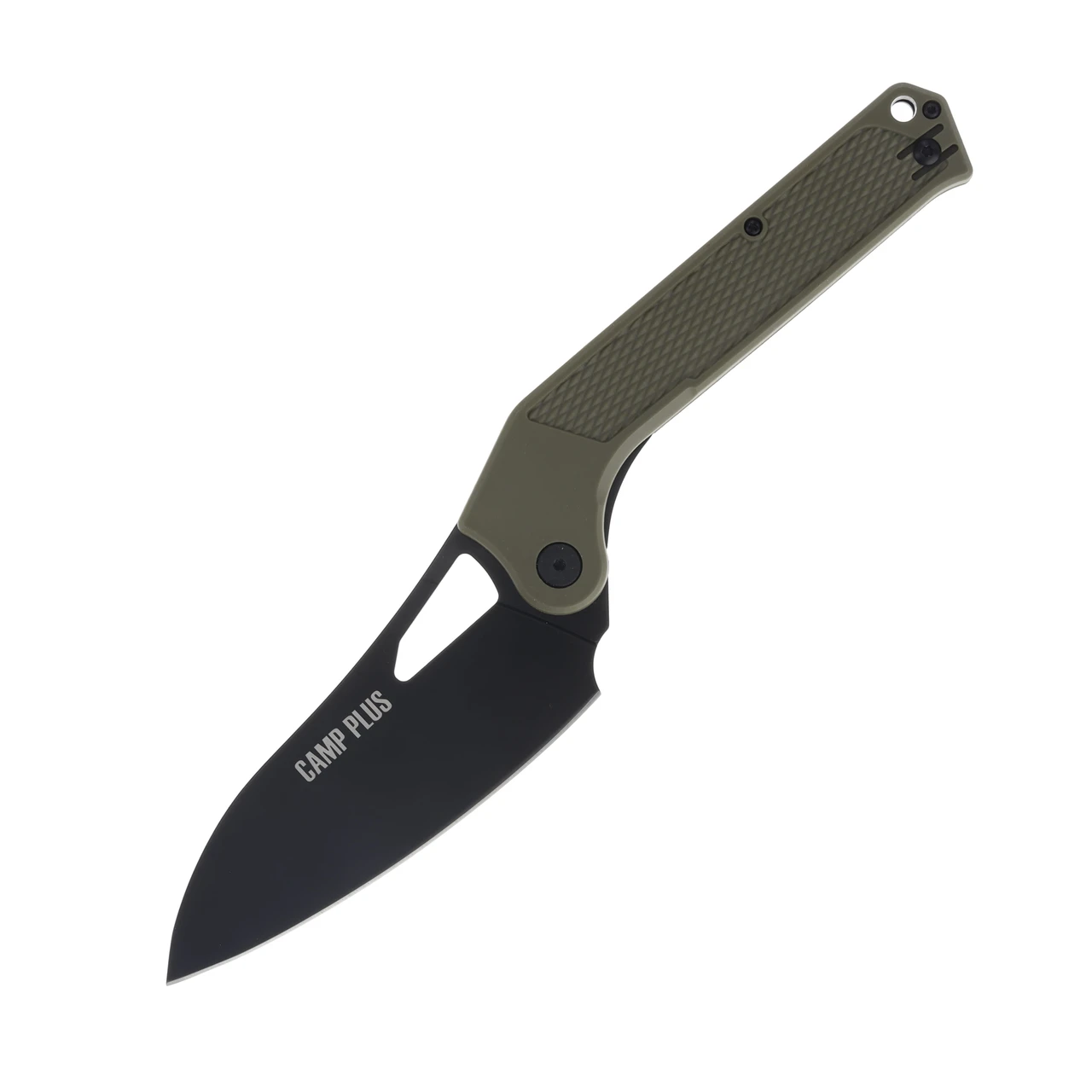 Ontario Camp Plus EDC Folding Knife Green GFN Handle Black Cleaver Blade ON4320