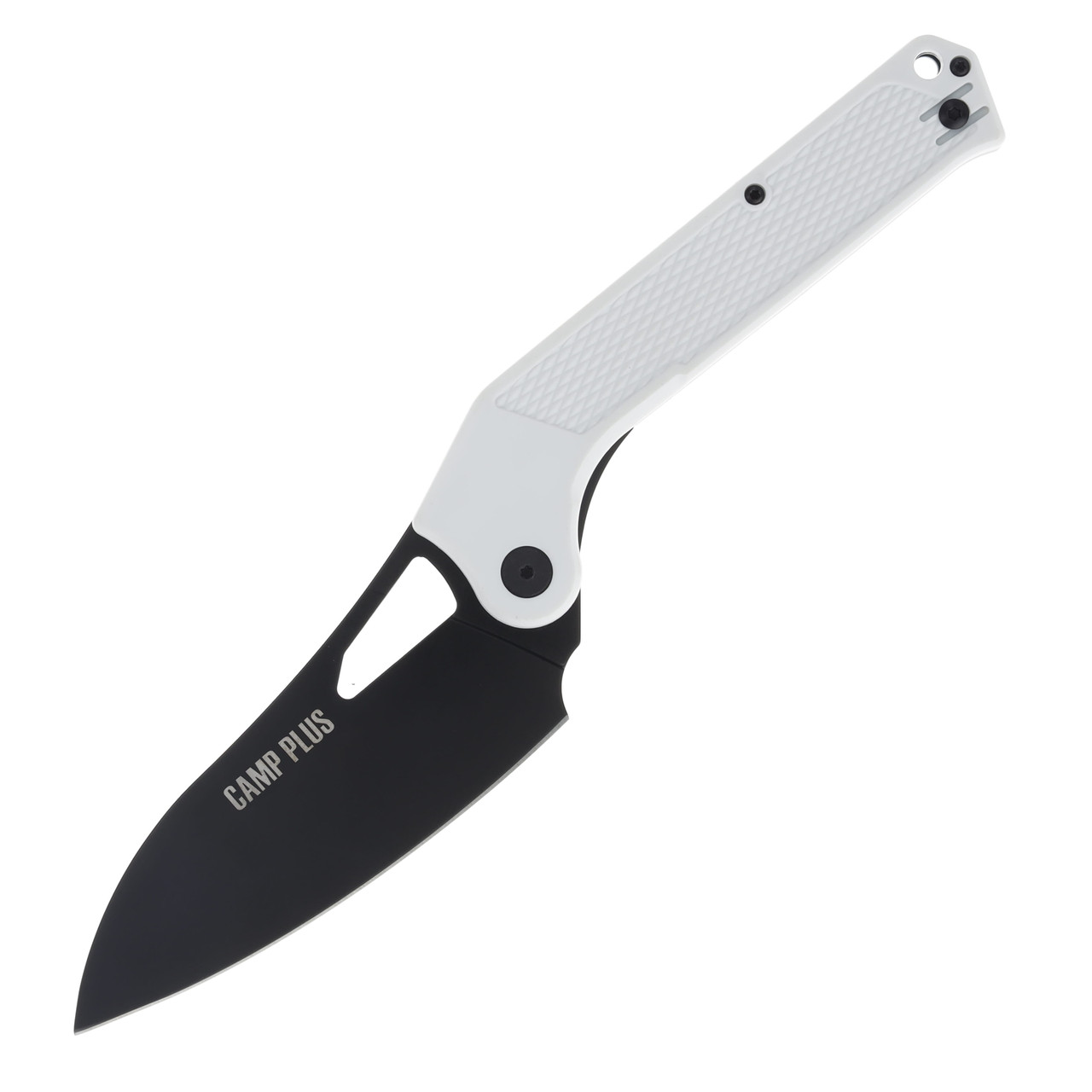 Ontario Camp Plus EDC Folding Knife White GFN Handle Black Cleaver Blade ON4320WH