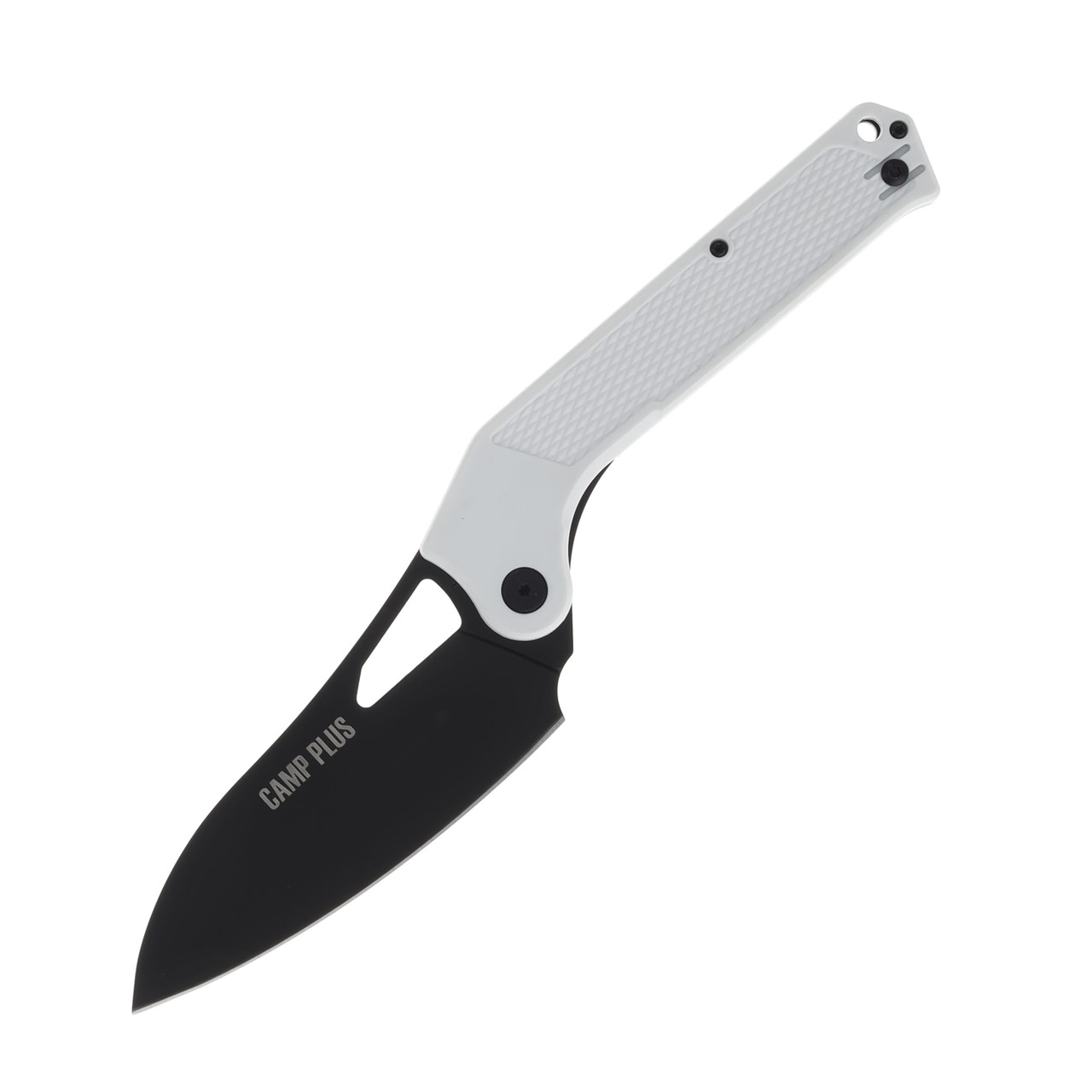 Ontario Camp Plus EDC Folding Knife White GFN Handle Black Cleaver Blade CP ON4320WHTC