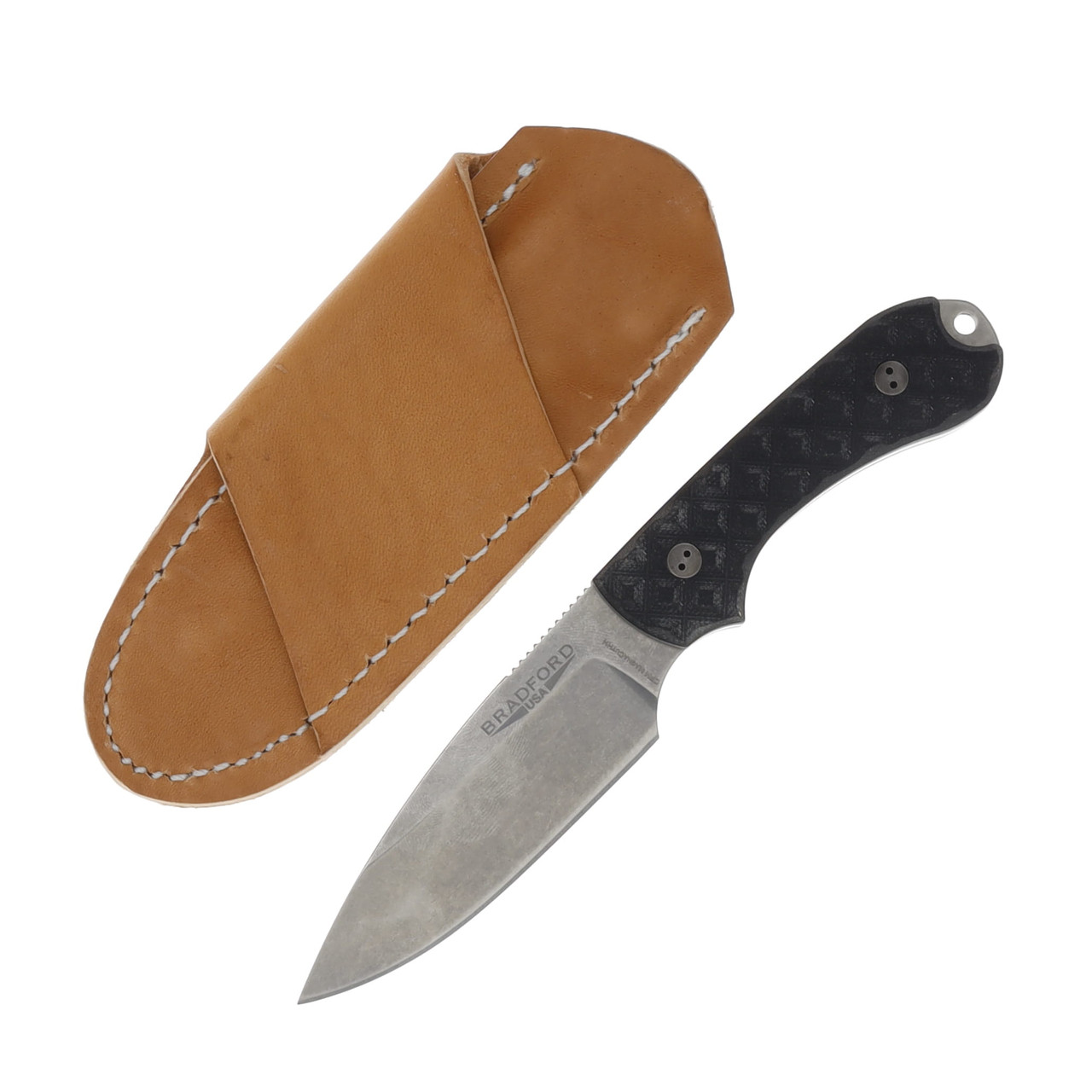 Bradford 3D Guardian 3 Microtextured Black 3.5in Plain Stonewash Drop Point BRAD3283
