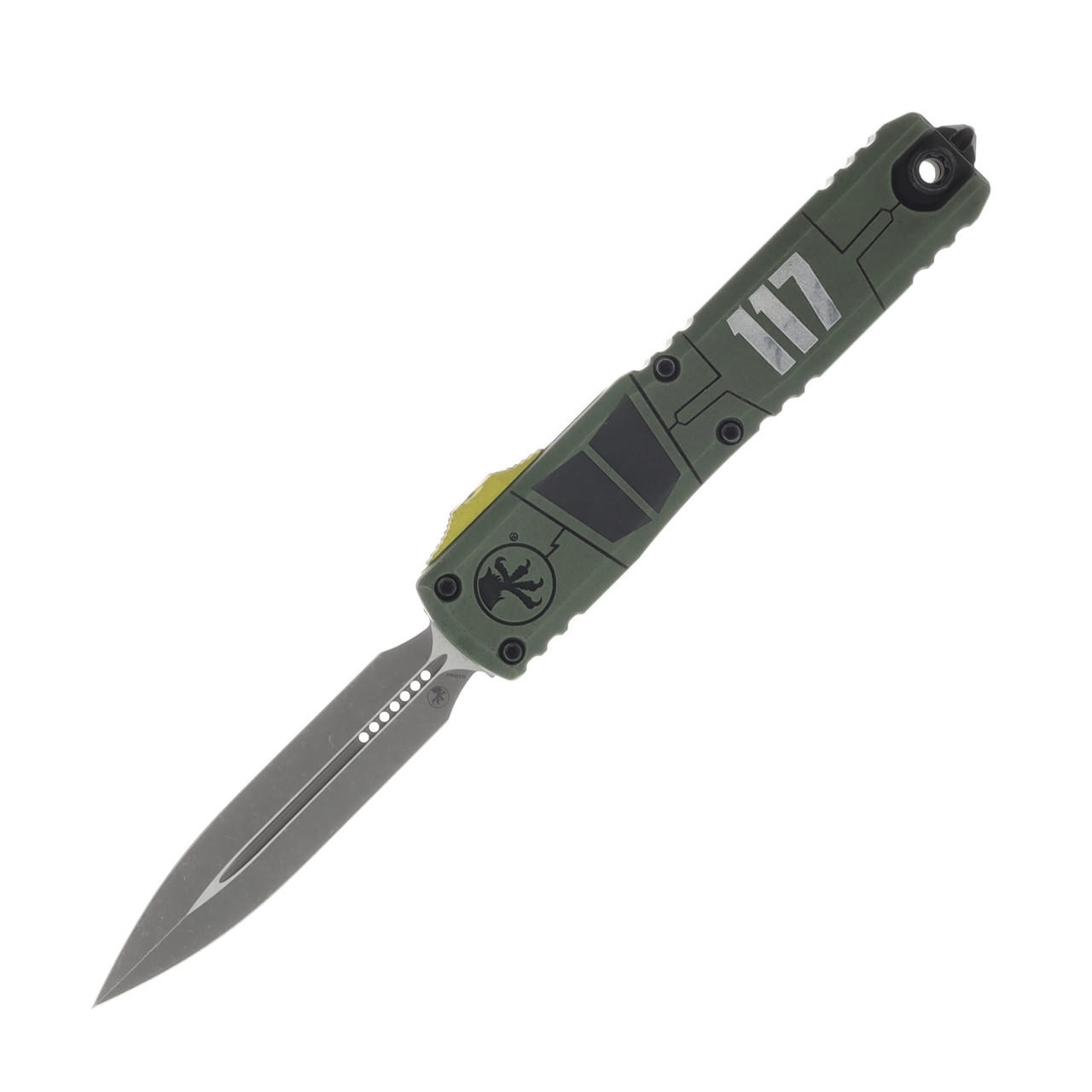 Microtech SMKW Exclusive Ultratech Gen III ZBP Master Chief OTF Automatic Knife Apocalyptic Standard/OD Green AUMT112210APMCODSSMK