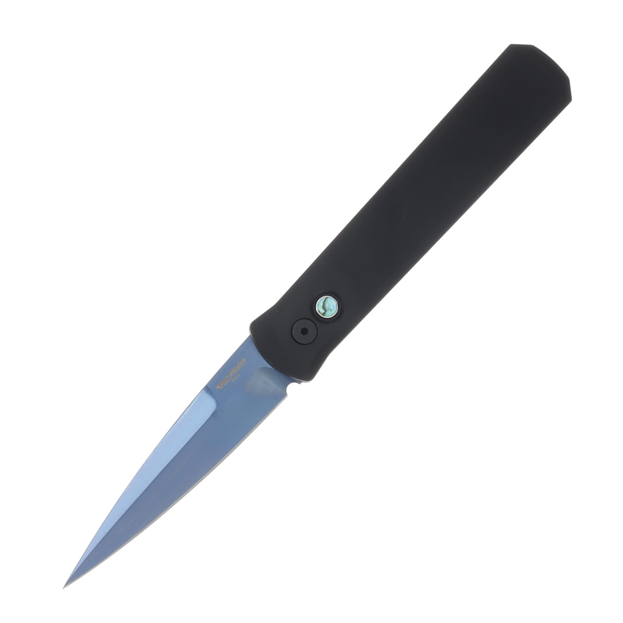 Pro Tech Auto Godfather Solid Black Handle 154cm Sapphire Blue Blade AUPT921-SB
