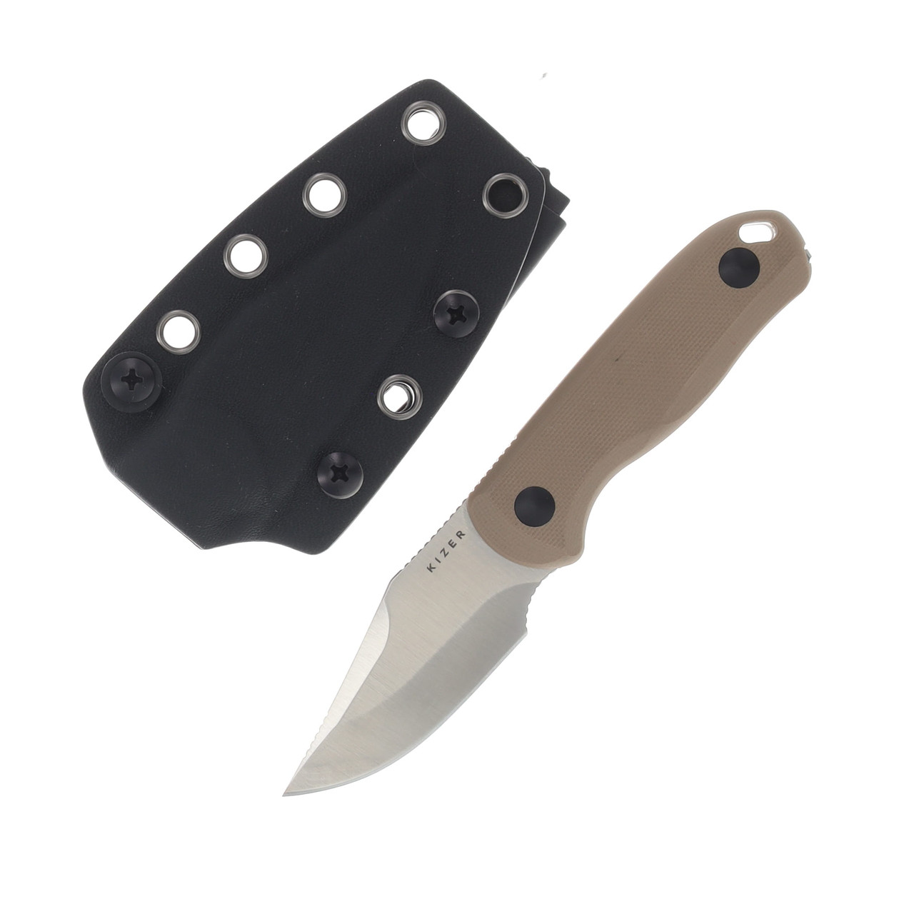 Kizer Drop Bear Fixed Blade Knife Tan 2.6in Plain Satin Clip Point 1092A2