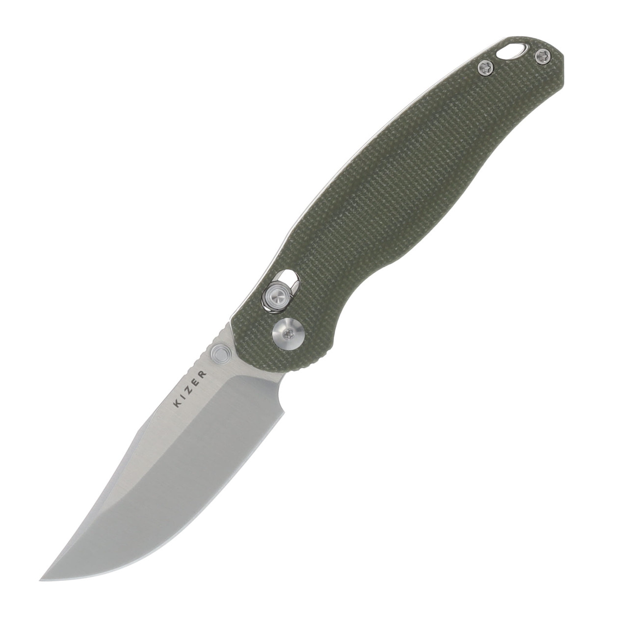 Kizer Phoca CC Folding Knife Green 2.9in Plain Satin Clip Point V3780A1