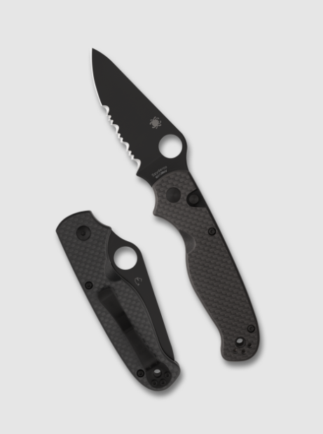 Spyderco ButtonUp 3.27in Partially Serrated Black Clip Point