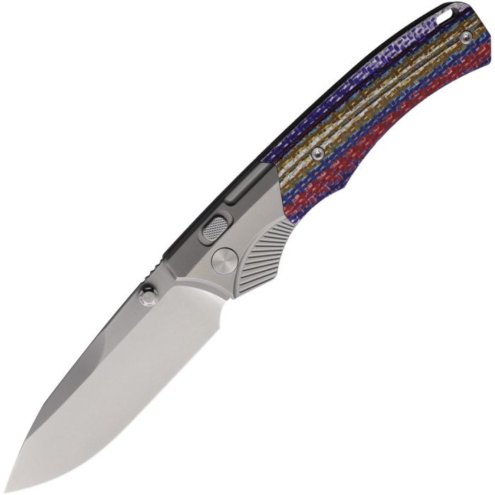 Remette WD107 Folding Knife Titanium and Multicolor Carbon Fiber Handle Pearlescent Blade WD107-NC