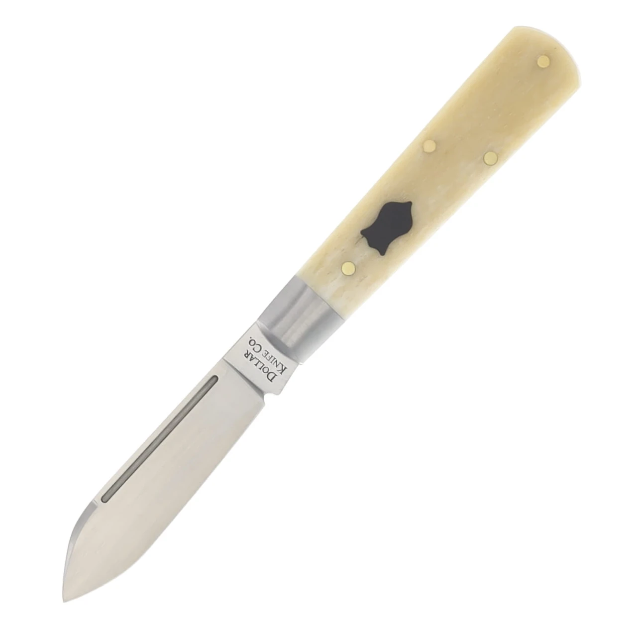 Dollar Knife Co. White Smooth Bone-Black Shield DKCWSB-BLS