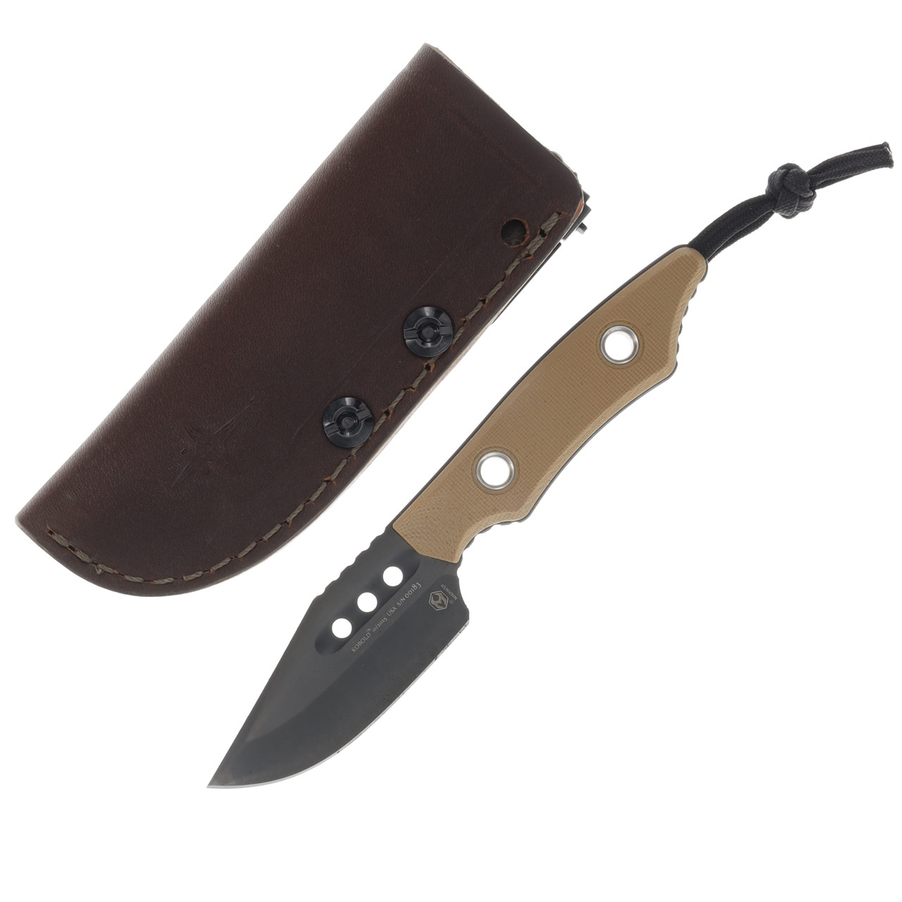 Heretic Kobold Bowie Fixed Blade DLC Black Blade Flat Dark Earth G10 Handle Scales H065-6A-FDEG10
