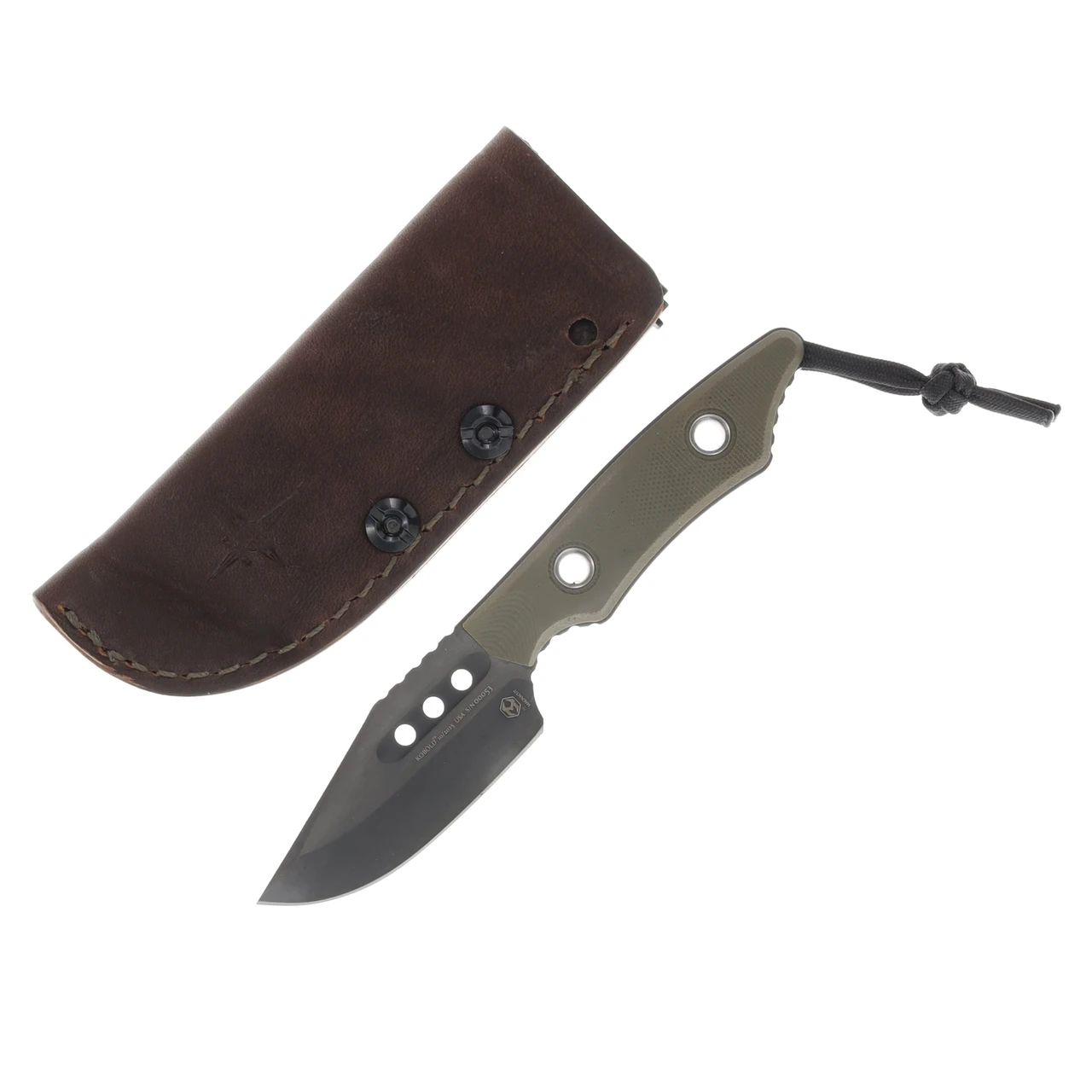 Heretic Kobold Bowie Fixed Knife Black DLC Blade OD Green G10 Handle H065-6A-ODG10