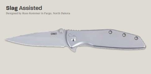 Columbia River Slag Assisted Folding Knife Silver SS Handle Bead