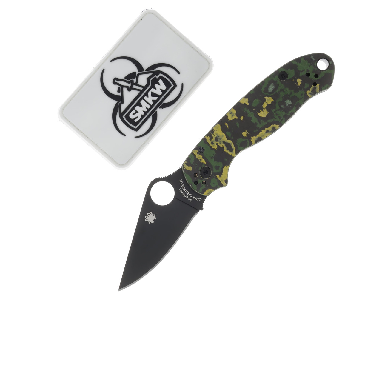 Purri-para★ Spyderco SMKW Exclusive Para 3 Folding Knife DLC Cru-Wear/Toxic