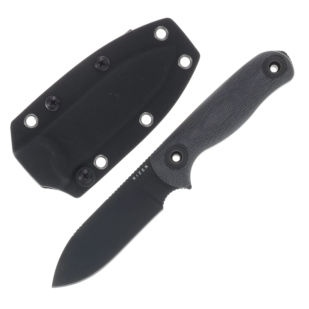 Kizer Drop Bear Fix 3 Fixed Knife Blk Micarta Handle Blk Coated 1095 Drop Point Blade 1101A3