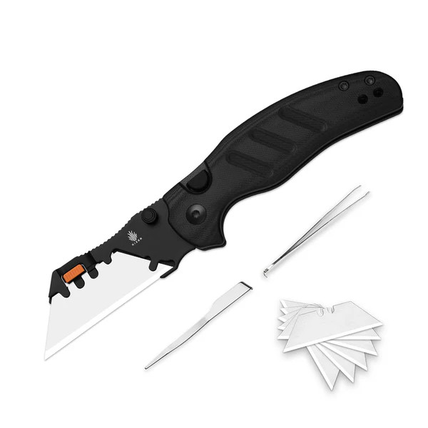 Kizer C01C UTI 2 Folding Knife Black G-10 Handle Black PVD Coated Utility Blade V3488.29JNA3