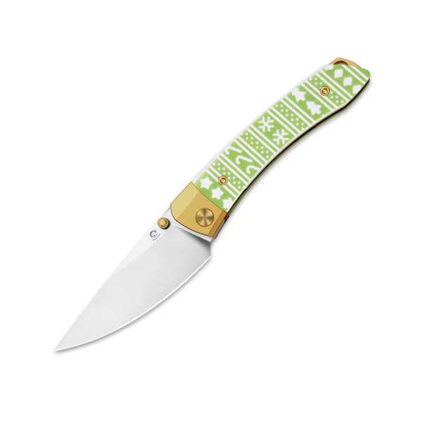 Kizer Mini MoMo Folding Knife Gold-Green Aluminum & G-10 Handle Blasted S45VN Drop Point Blade KI3663MC1