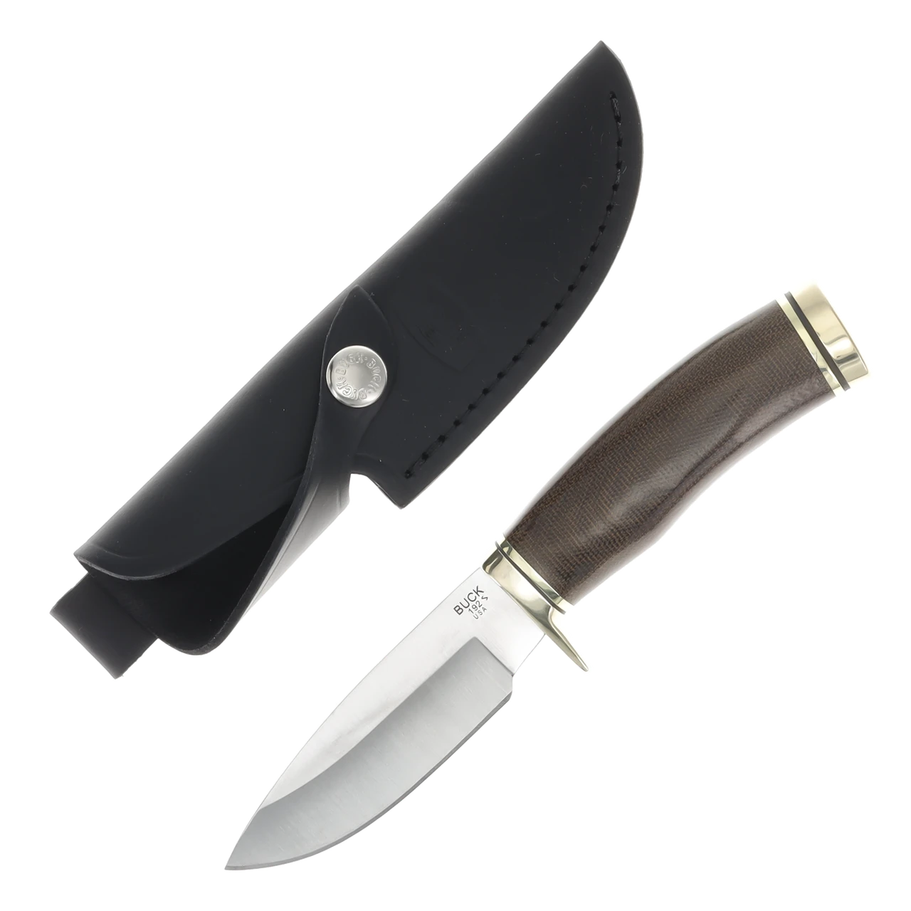 Buck Vanguard Build Out Fixed Knife Green Canvas Micarta-Brass Handle BU14482