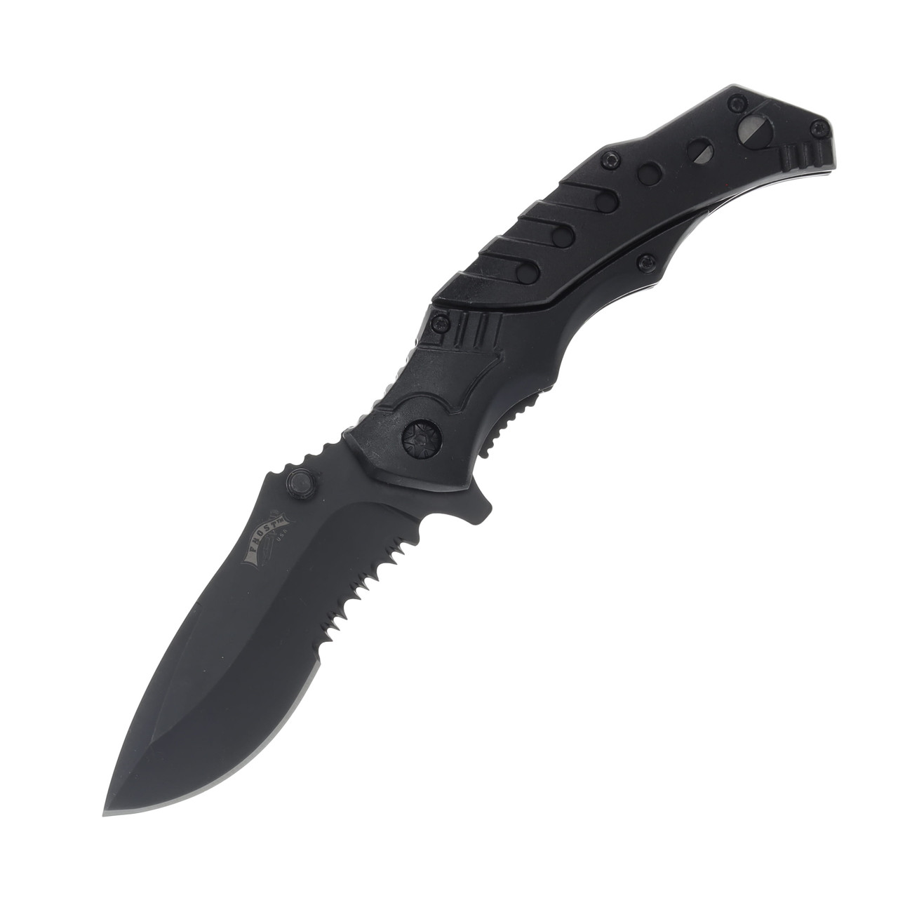 Frost Flip-N-Stick Assisted Opening Folding Knife Linerlock Black PS Blade FR412B