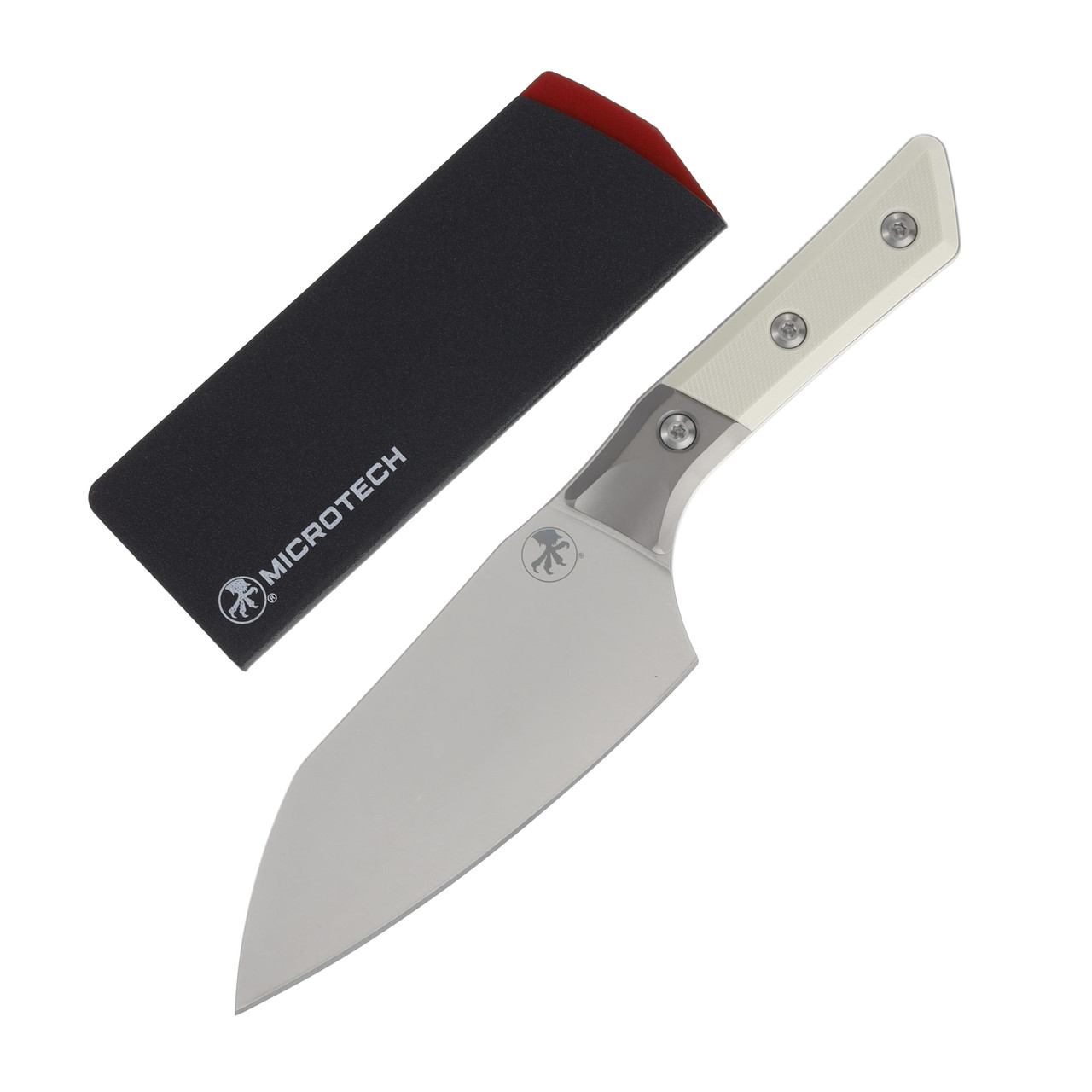 Microtech 6in Santoku Fixed Knife SW Standard Titanium Bolster Ivory G-10 MT3200B10IV
