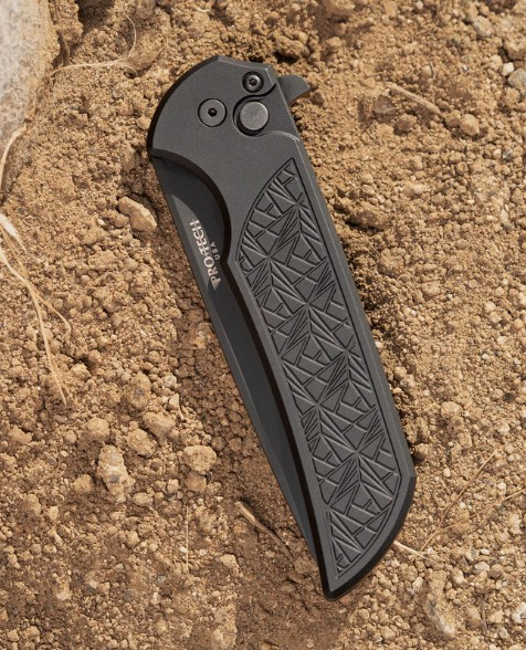 Pro-Tech Mordax Folding Knife Blk Nexus Textured Handle Blk DLC