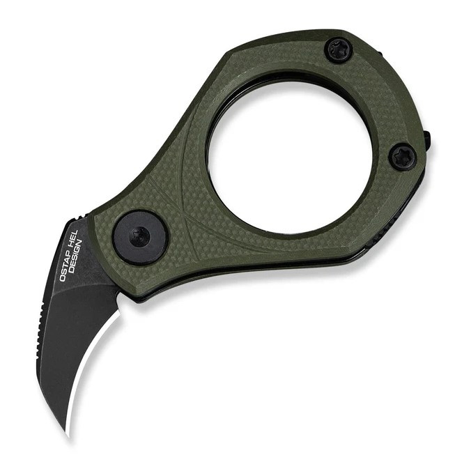 CIVIVI Pyrus Folding Knife Black Stonewash Hawkbill/OD Green G-10 C23038-4