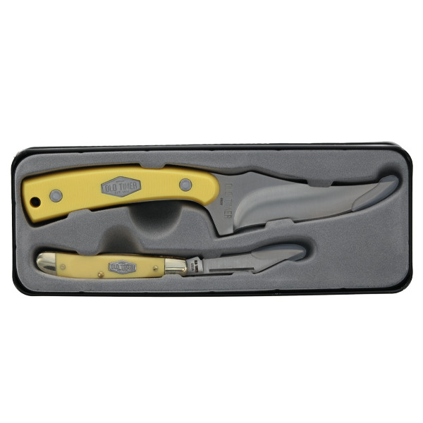 Old Timer 2 pc Yellow Handle Sharpfinger Combo Set 1259508 - Smoky