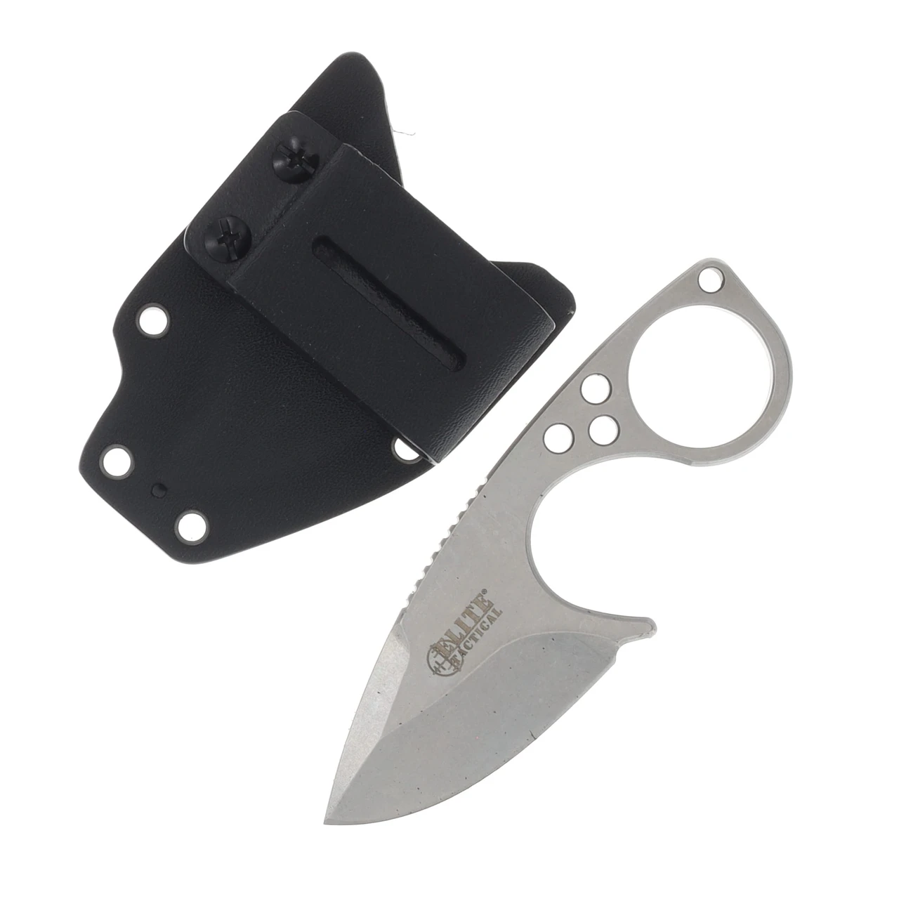 Elite Tactical TEARDROP Fixed Blade Knife/All Silver MCETFIX011