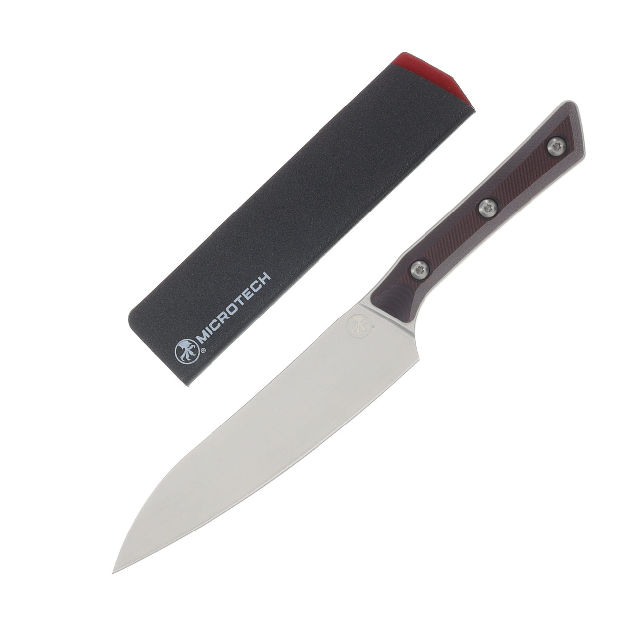 Microtech 6in Utility Knife Stonewash Blade Black Cherry G-10 Handle MT340010BC