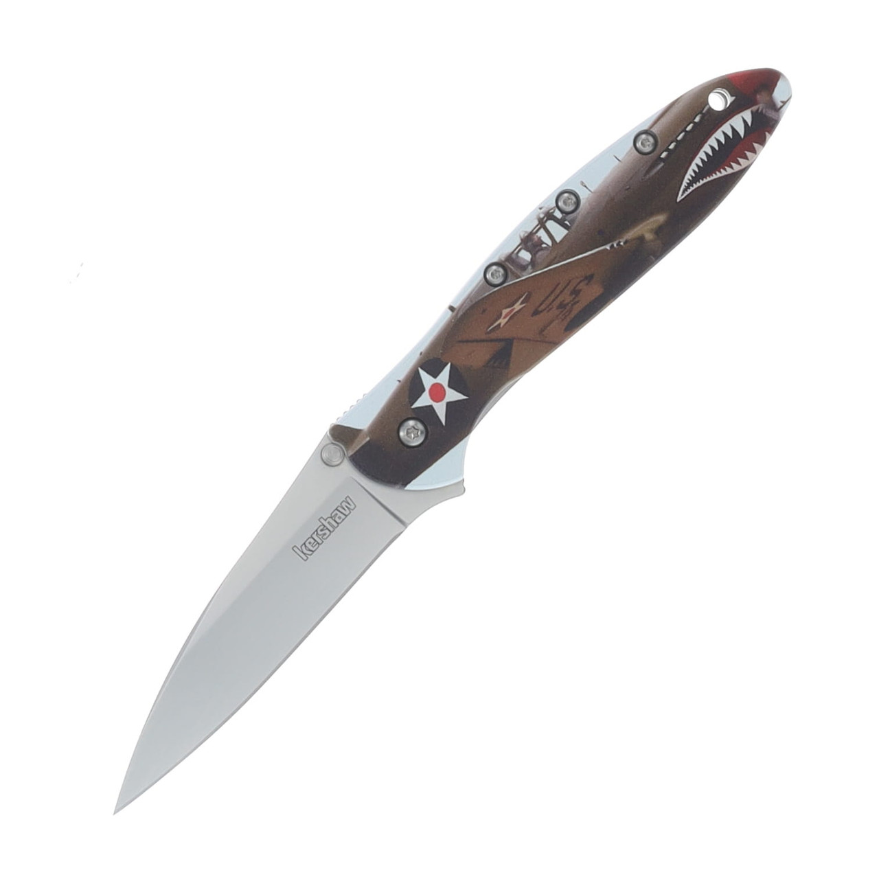 KERSHAWフィギュア Kershaw Leek Aluminum Handle With Fighter Pilot Artwork 14C28N