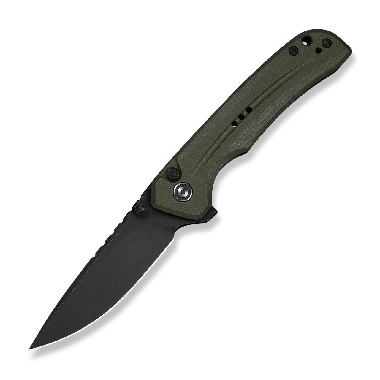 CIVIVI Tarask Folding Knife OD Green G-10 Handle Black Stonewashed Nitro V Blade C25023C-2