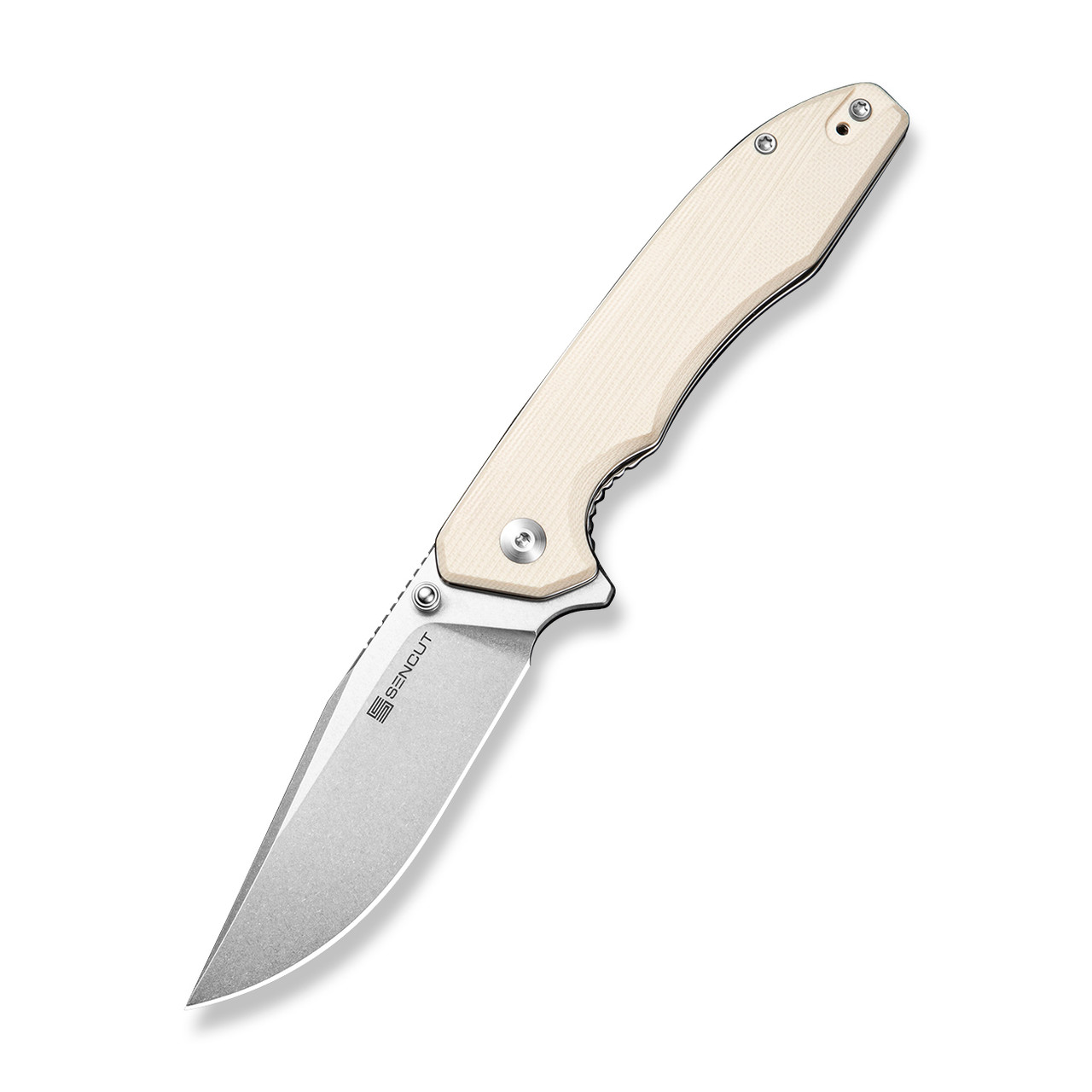 Sencut Sylor Folding Knife Ivory G-10 Handle Stonewashed D2 Blade
