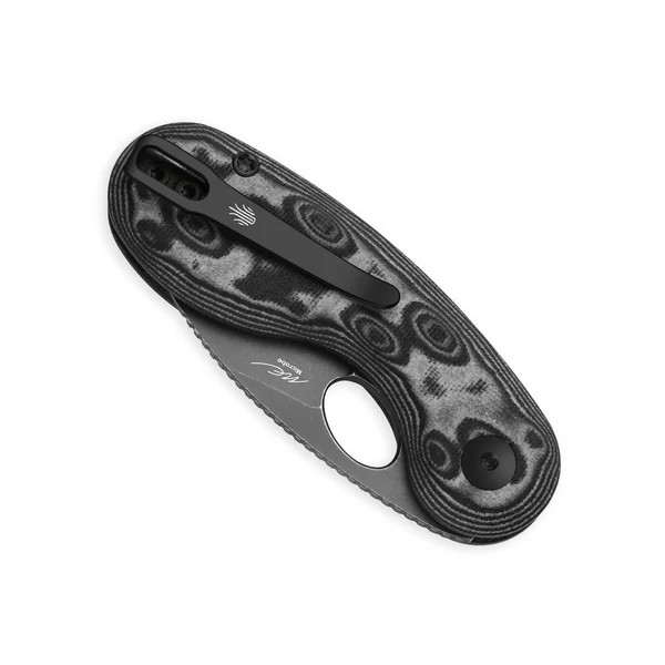 Kizer Microbe Folding Knife Black-Gray Vortex Micarta Handle Gray