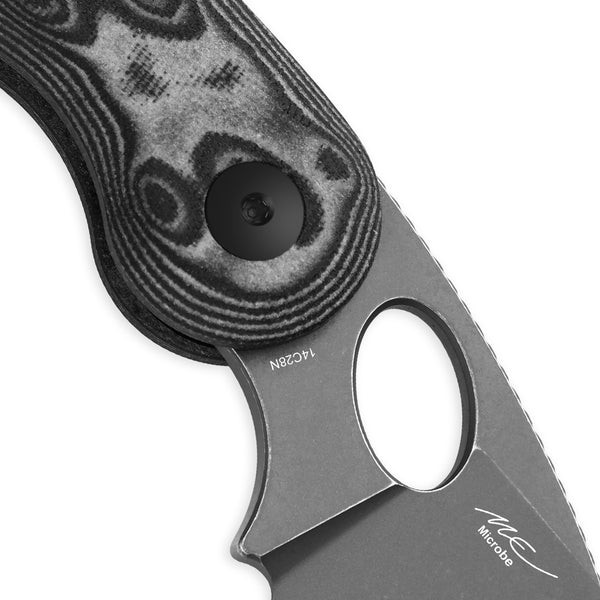 Kizer Microbe Folding Knife Black-Gray Vortex Micarta Handle Gray