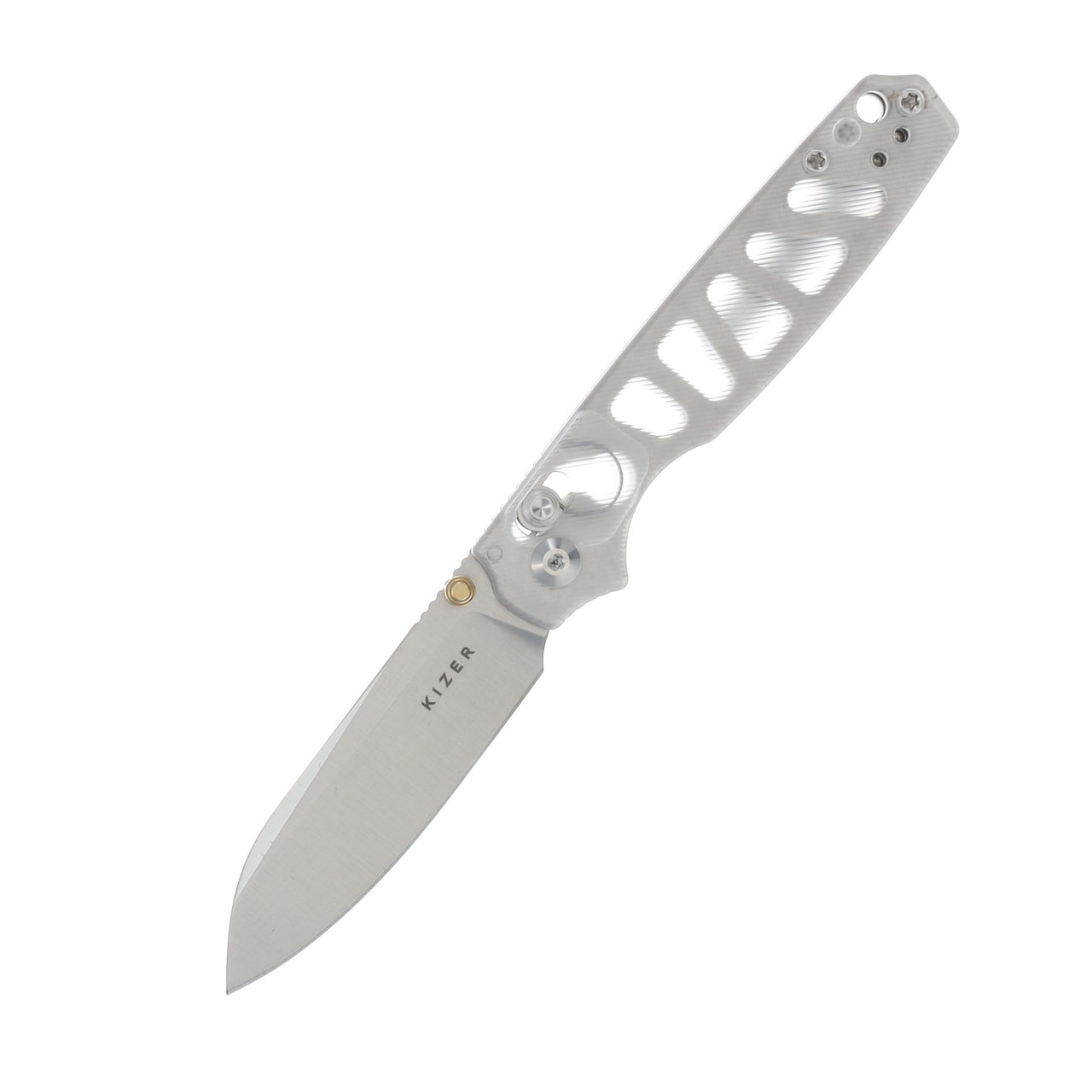 Kizer Pokiman CS Folding Knife White Acrylic Handle Satin AEB-L Blade V3789A5