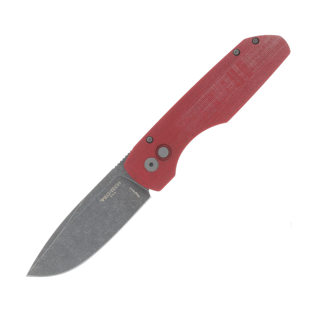 Pro Tech OTS Auto Vero Synapse Blk Aluminum Handle W/Red Linen Micarta Lid Acid Washed Magnacut Blade AUPTVERO1211-AW RL
