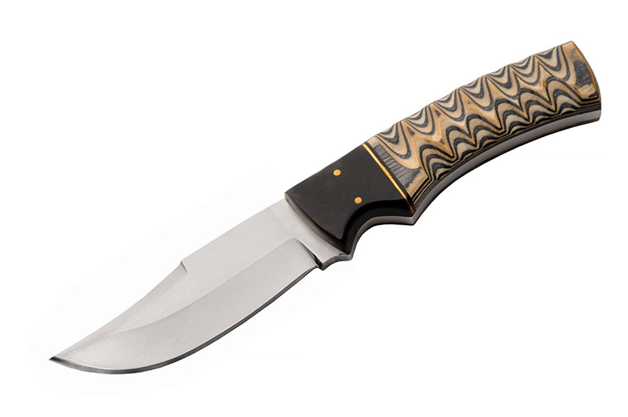 8.5in Ashwood Hunting Knife Grooved Colorwood Handle Stainless Steel Blade 203537