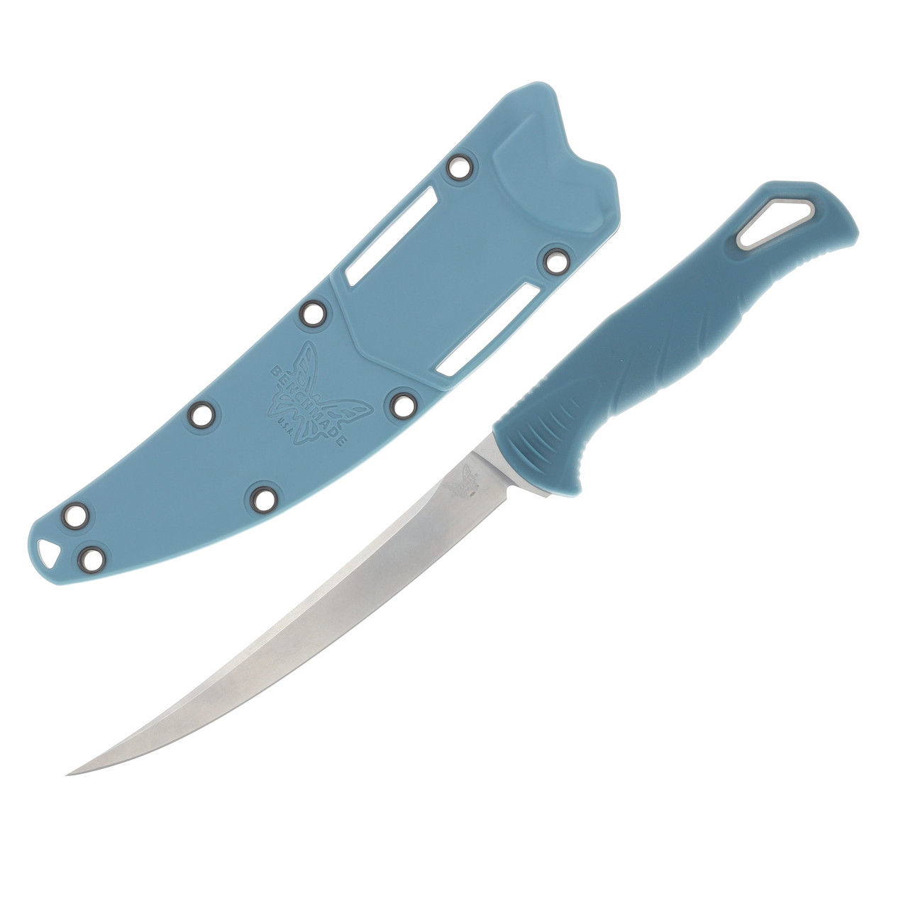 Benchmade Fishcrafter Fixed Knife Depth Blue Santoprene Handle 5in