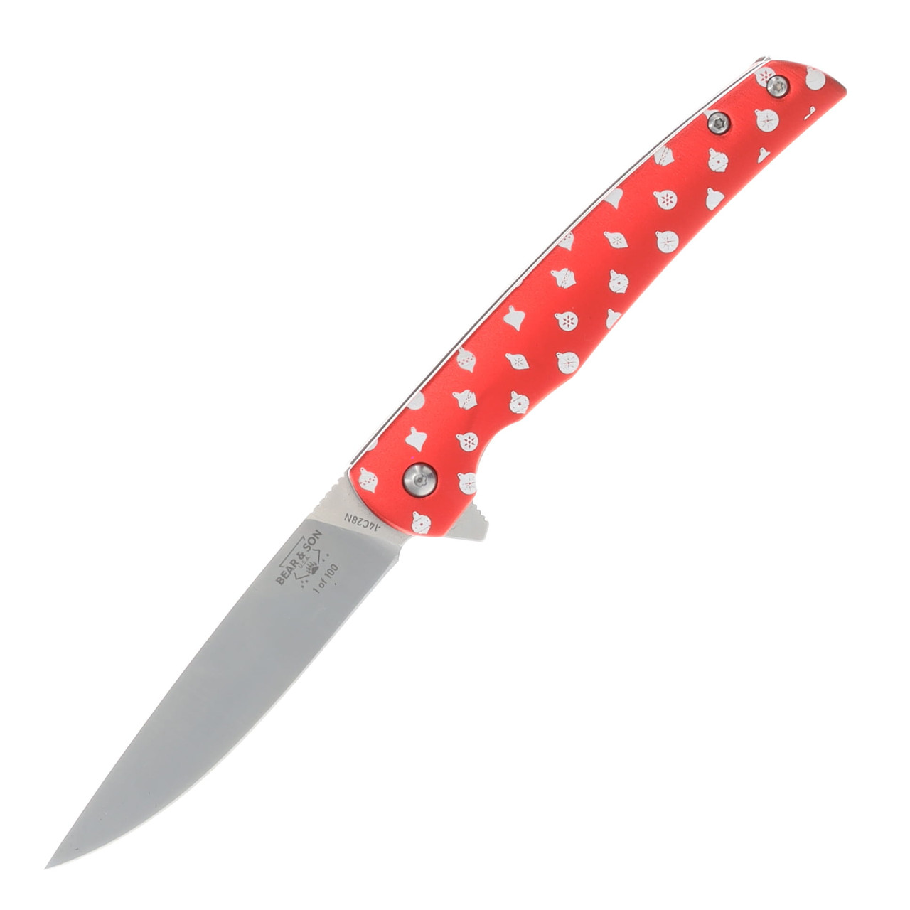 Bear & Son Rancher Red - White Christmas Balls 3.12in Plain Satin Drop Point BR121RDBL