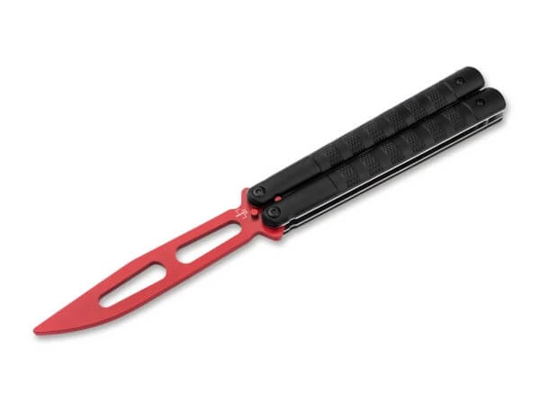 Boker Plus Balisong Relack Trainer Black Aluminum Handle Red 420 Blade BK01BP0049
