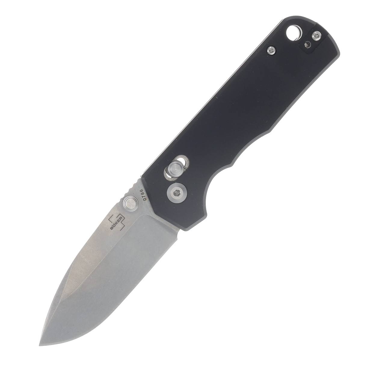 Boker Plus Rockstub Black Aluminum Folding Knife 440B Drop Point Blade BK01BP0050