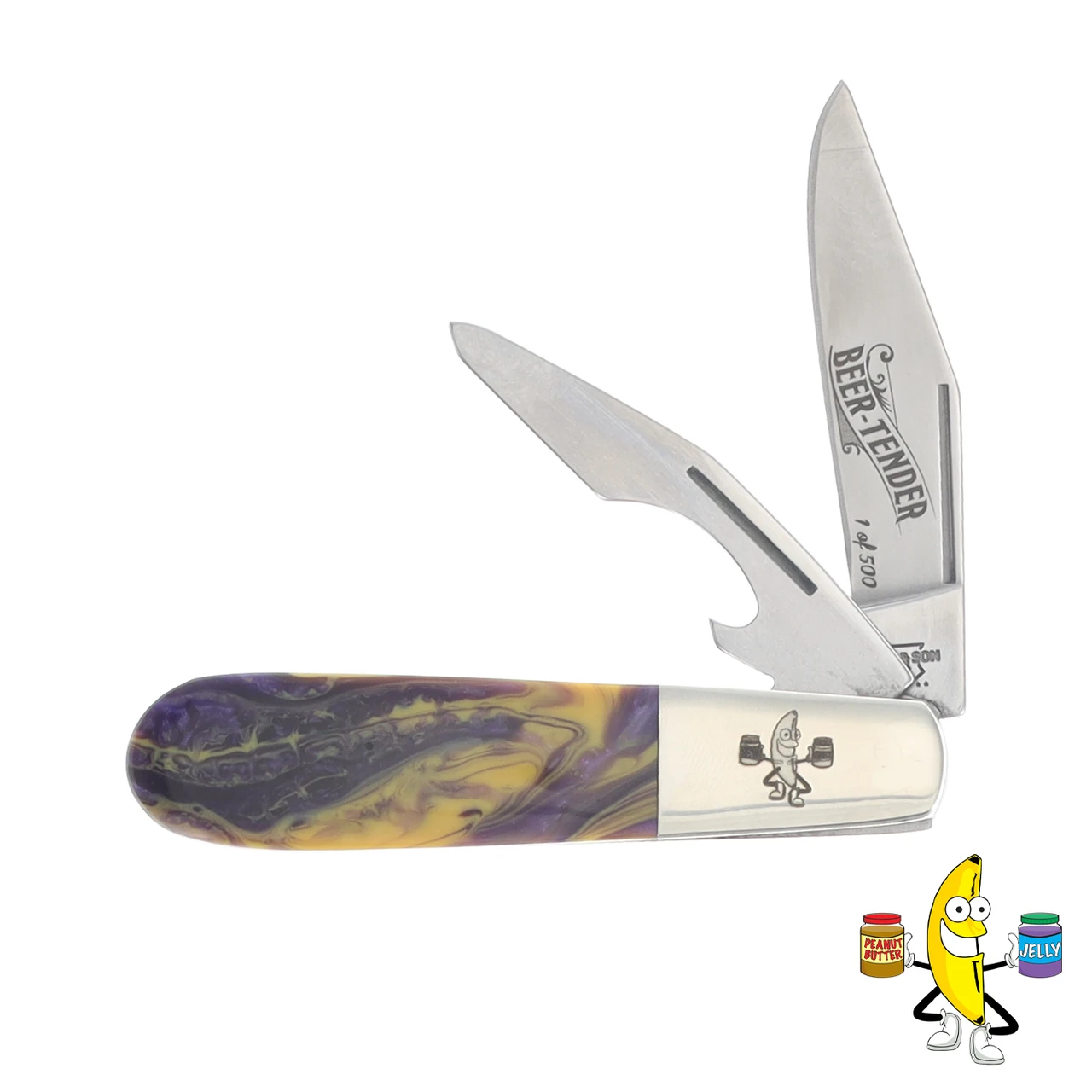 Bear & Son SMKW Exclusive Peanut Butter & Jelly Beer Tender Folding Knife and Bottle Opener PBJ281BO