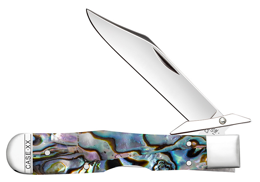 Case XX Abalone Cheetah Cub Lockback Folding Knife with Velvet Box CA12040