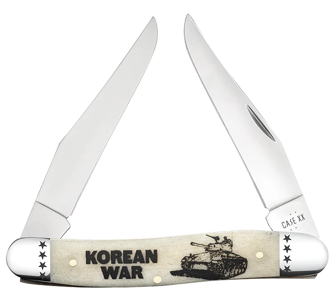 Case XX War Series Korean War Embellished Natural Bone Muskrat Folding Knife CA58491