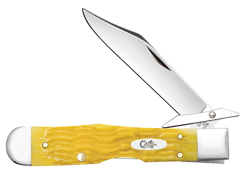 デイガファイヤーバード Case XX Cheetah Cub Lockback Folding Knife Platts Jigged Yellow