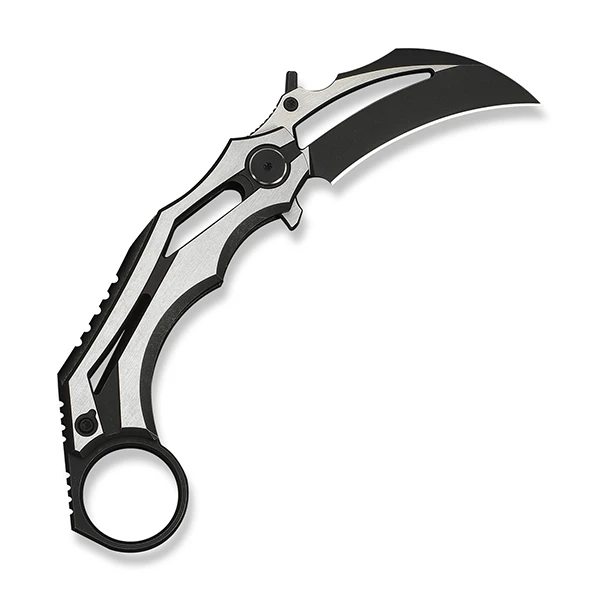 We Knife Co Cryonix Black & Satin Titanium Handle Black Stonewashed M390 Blade WE24070-1