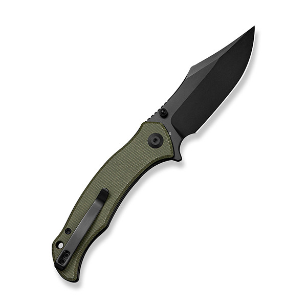 Sencut Tauron Folding Knife Olive Canvas Micarta Handle Black D2