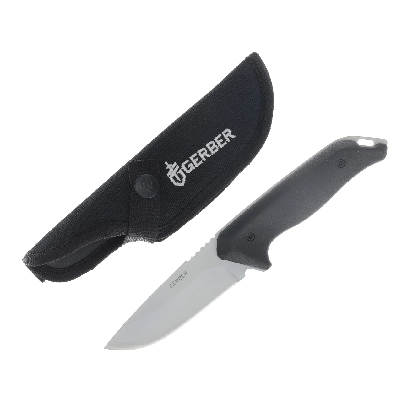 Gerber Moment Large Drop Point Fixed Blade Black Rubber Handle Blister Pack G1074142