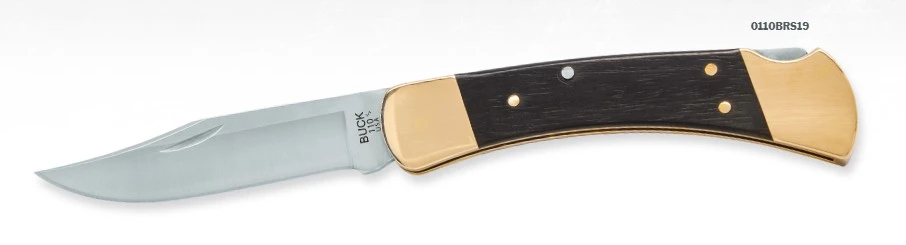 Buck 110 Slim Elite Heritage Folding Knife Ebony-Brass Handle Clip Point Blade BU14259