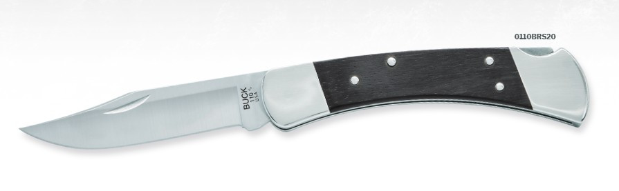 Buck 110 Slim Elite Heritage Folding Knife Ebony- Nickel Silver Handle Clip Point Blade BU14527