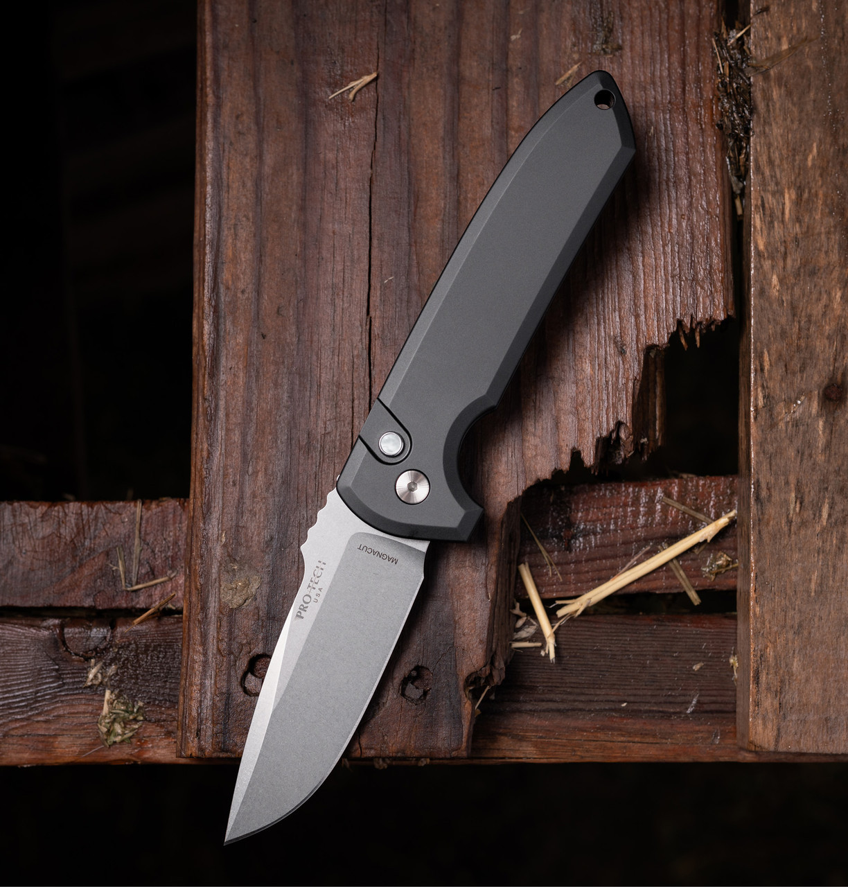 Pro Tech OTS Auto Rockeye Black Aluminum Handle SW Magnacut Drop Point Blade SHOT26.ROCKEYE.1