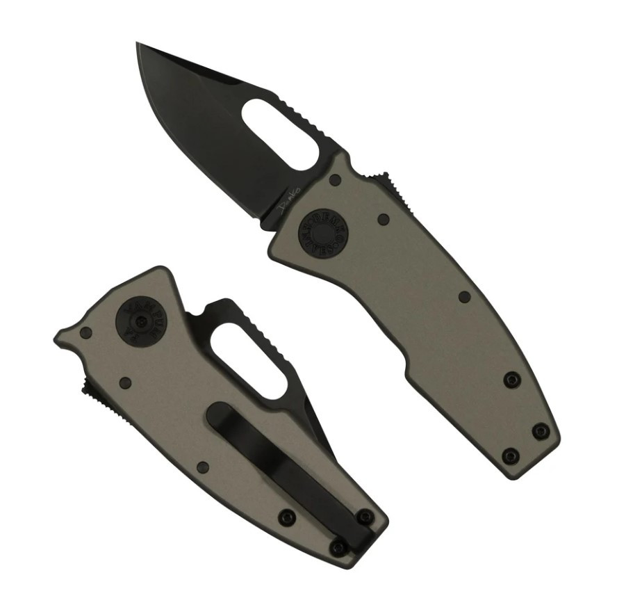 Demko Nano-Shark Stealth Folding Knife DLC 20CV Clip Point/Artillery Gray NANO-20CV-ARTILLERY GREY ALUM-CP